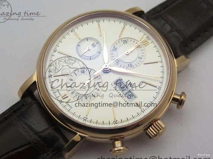 MIROTIME 0711 Efficient Portofino Chrono RG ZF 1:1 Best Edition White Dial on Brown Leather Strap A 7151